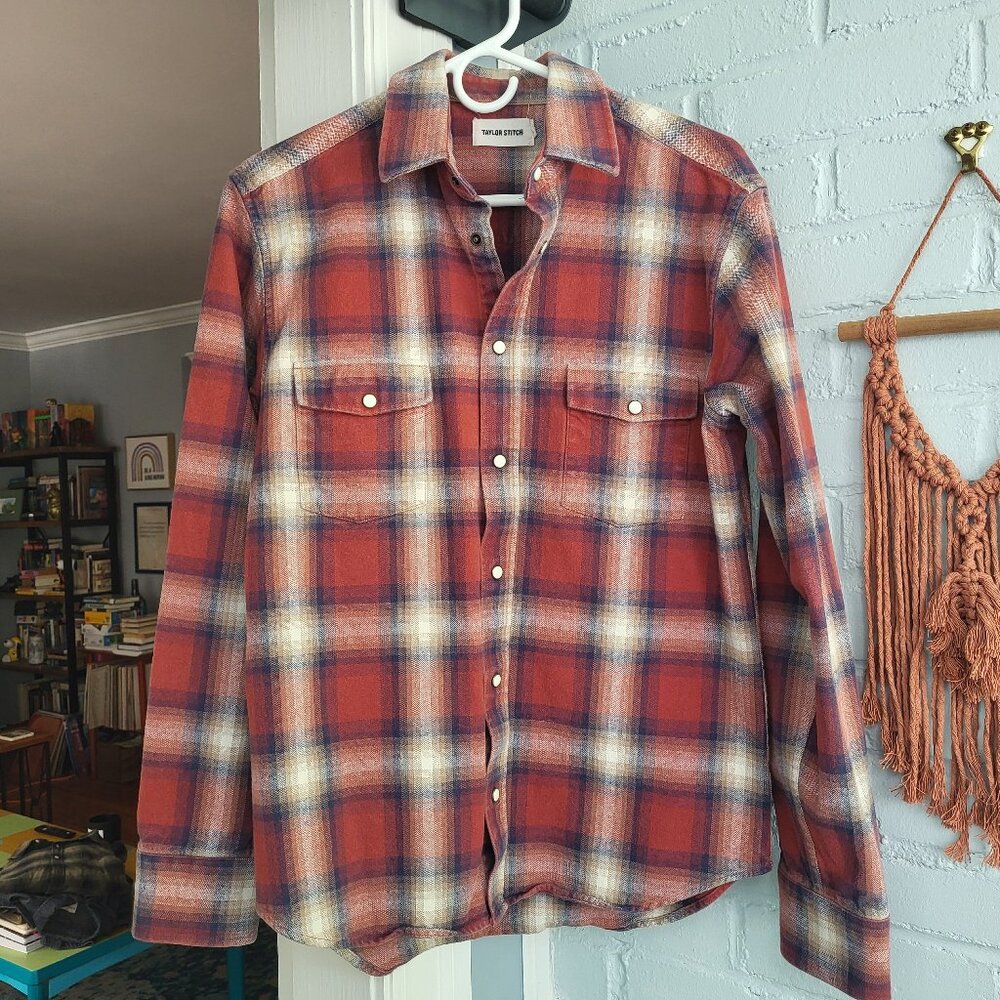 Red/Cream/Blue Taylor Stitch Plaid Shirt - 40